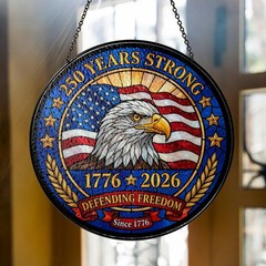 Patriotic Eagle American Anniversary Stained Glass Suncatcher