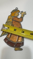 Vintage Stained Glasss Style Angel Christian Christmas Ornament Decor Sparkle