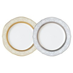 Noritake Hampshire Gold & Platinum 23cm Accent Plate Pair Set 4335- From Japan