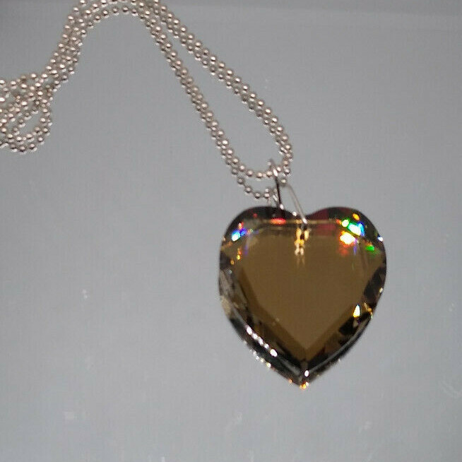 Swarovski Crystal Cognac 28mm Heart 6225 Suncatcher/ Prism; Beautiful!