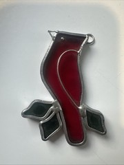 Handcrafted Stained Glass Red Cardinal Suncatcher Window Hanging Bird Decor