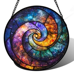 Stained Glass Sun Catcher – Blue Orange Starry Sky Decor for Home & Garden