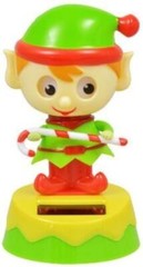 Solar Power Christmas Elf With Candy Cane Dancing Character Figure