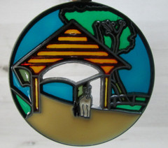 Sun Catcher Horse Dog & Stable Stained Glass (acrylic & metal) Hanging Ornament