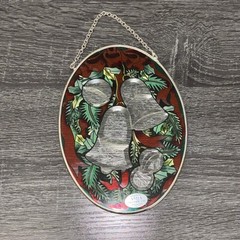 Amia Denver Stained Glass Christmas Silver Bells Handpainted Sun Catcher 7” x 5”