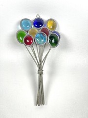 Glass And Metal Suncatcher Colorful Balloon Cluster Bouquet 6”