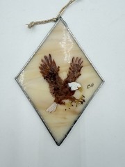 Vintage Stained Glass Eagle Beveled Sun Catcher Signed EB