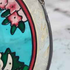 Puppy Dog Stained Glass Suncatcher Dalmatian Puppies Fire Hydrant 6″ Round