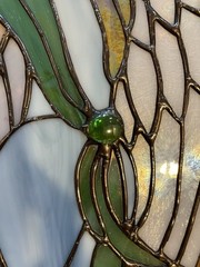 Beautiful Stained Glass GuardAngel Iridescent Wings. Hand Made Art Stained Glass