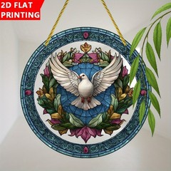 Peace Dove Circular Acrylic Suncatcher Religious Believer Church Window Decor