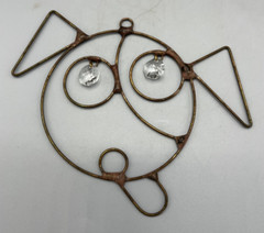 Copper Wire and Crystals Dog Suncatcher Vintage