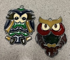 VINTAGE PAIR OF OWL And Butterfly WINDOW SUNCATCHERS Plexiglass 1960 -1970