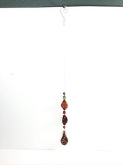 Lampwork glass frog pendant & red bead suncatcher ornament decor. Orange & green