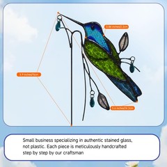 Stained Glass Hummingbird Suncatcher for Planter Decoration – Colorful Gift Idea