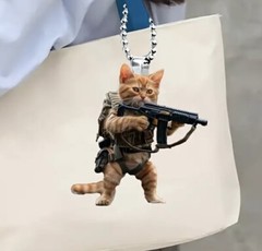Tactical Cat Charm Keychain Sun Catcher Ornament Double Sided Acrylic US Stock