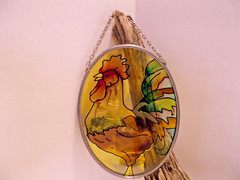 Rooster Suncatcher Hand Painted Window Hanger Ornament Tuscany by Joan Baker