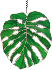 Monstera Stained Glass Suncatcher Window Decor,Tropical Leaf Hanging Ornament 7.
