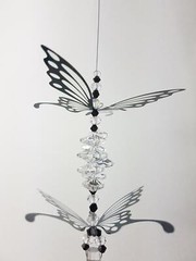 Butterfly crystal suncatcher gift, black & clear prisms Handmade in Australia
