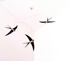 3 Swallow Hanging Mobile – 20 Inches – Premium-Grade Cardstock – Handmade in Den