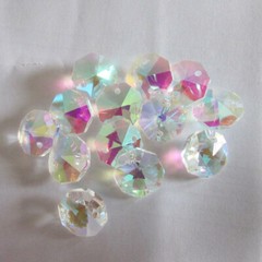 100x AB Octagonal Bead Rainbow Crystal Chandelier Suncatcher Prism Part Pendant