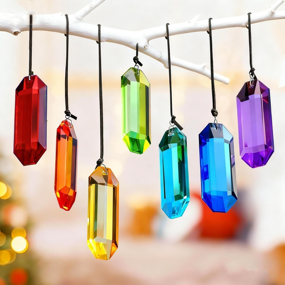 7pcs Crystal Suncatcher Prisms 3” Sun Catchers Indoor Window Rainbow Prism