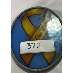 Glassmasters Support Our Troops Ribbon Stained Glass Suncatcher USA Patriotic