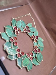 Stained Glass Christmas Holly Berry Wreath 10” Hanging Window Suncatcher