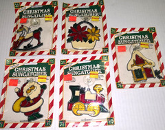 Vintage Pewter Frame Sun Catcher Christmas Set Of 5 NOC