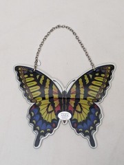 Amia Handcrafted Glass Blue Yellow Red Butterfly Window Sun-Catcher 7” Denver