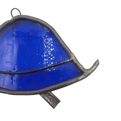 Handcrafted Stained Glass Patriotic Turtle Sun Catcher In Blue & Red