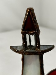 VTG Stained Glass Lighthouse Window Sun Catcher business Card Holder