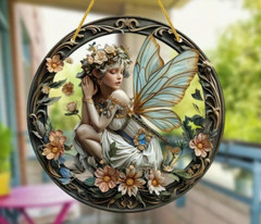 SUNCATCHER-Fairy Suncatcher, Decorative Acrylic Window Art, 6×6″