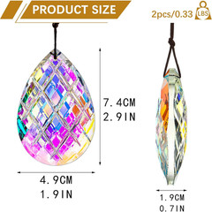 Set 2 Crystal Sun Catcher Prisms Pendant for Window Hanging Decor,3Inch AB Color