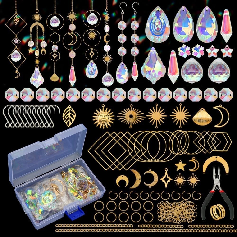 Mesmerizing DIY Crystal Suncatchers Craft Kit – 200+ Pieces for Rainbow Magic