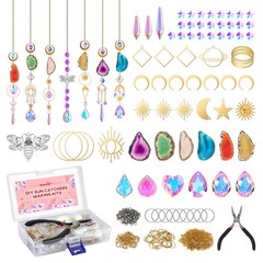 DIY Sun Catcher Kit 168 PCS Crystal Prisms & Agate Slices for Home Decor