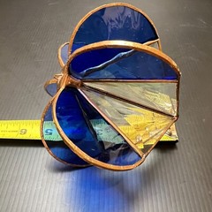 Glass Heart Multi-Sided Stained Clear & Blue Suncatcher Bevel Heart Ornament