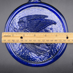 Large Pressed Glass Sun Catcher, 6″ d, Angel, Cobalt Blue, Hang Loop
