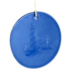 Aurora Glass Cobalt Blue Lighthouse Suncatcher Handmade Recycled Glass Ornament