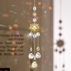 4PK Crystal Suncatcher for Windows Hanging Decor, Prism Sun Catcher with Chain a
