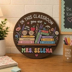 Custom Classroom Wooden Sign with Rope Door Decor