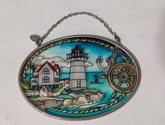 Lighthouse Glass Suncatcher AMIA 4.5 in Nautical Beach Decor