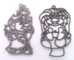 Treasure TROLLS Suncatcher Metal FORM ONLY Vintage SET of Two (2) Bake-A-Craft