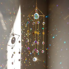 17inch Crystal Prisms Suncatcher for Window Hanging GoldPlated Crystal Sun Ca…
