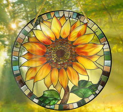 Large Acrylic Sunflower Suncatcher-Stained Glass Look, 8in, Vibrant Colors, 2D