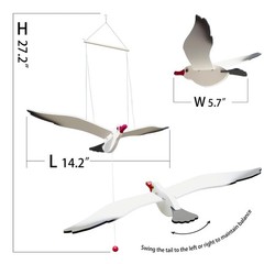 NAUTIMALL Wooden Flying Seagull Decorative Hanging Mobile Nautical Ornament N…