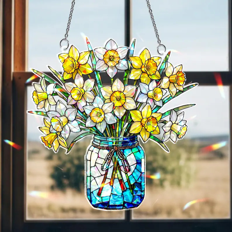 Holographic Daffodil Suncatcher Acrylic
