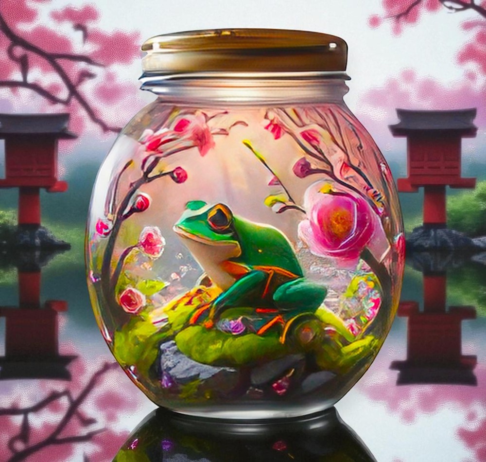 Fantasy Frog Terrarium Jar 6in Resin Moss Nature Garden Decor Gift Ornament