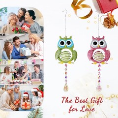 Garden Suncatcher, 2 Pack Hanging Owl Suncatchers with Rainbow Maker Crystal,…