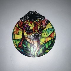 Chihuahua Dog Stained Glass Ornament