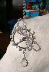 Hanging Silver Clear Purple Beaded Dragonfly Crystal Pendant Suncatcher Ornament